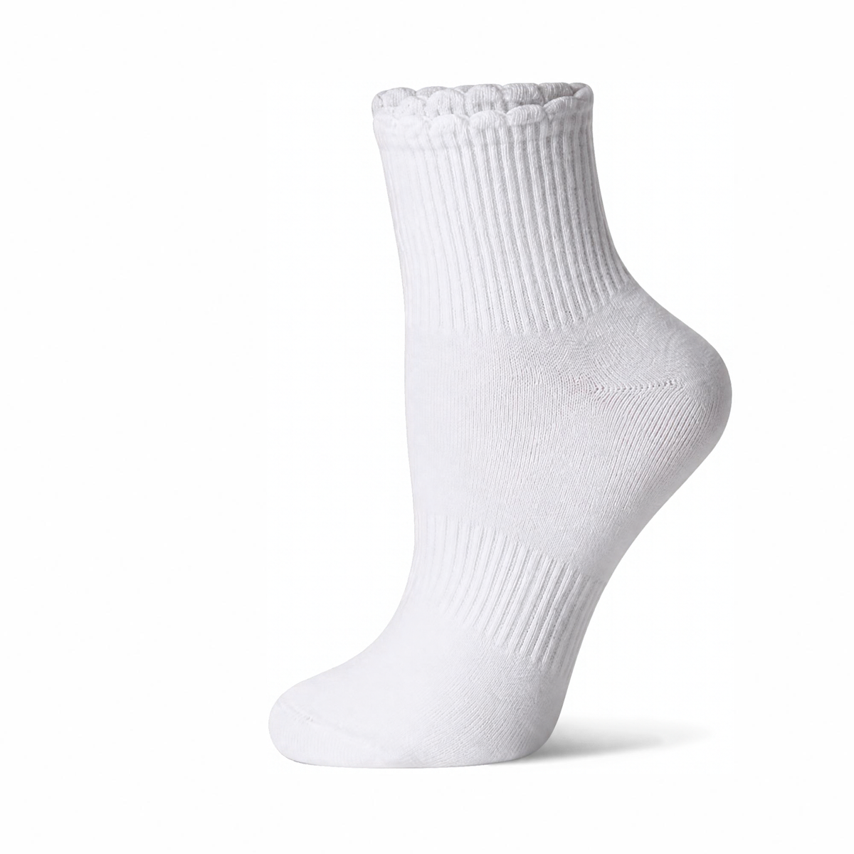 Crew Ankle Socks with Scalloped Top